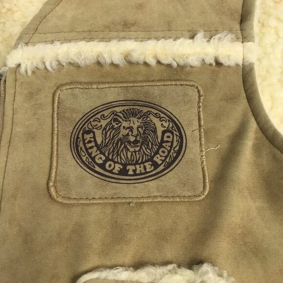 Vintage 1970’s Wiman Faux Suede Sherpa King of the Road Patch Vest Large - Picture 9 of 12